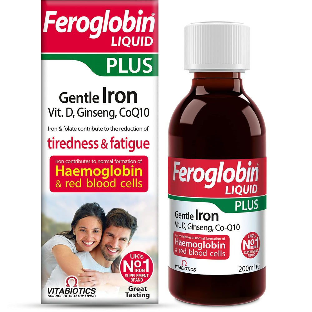 Feroglobin frasco delantero mostrando etiqueta clara y uso fácil