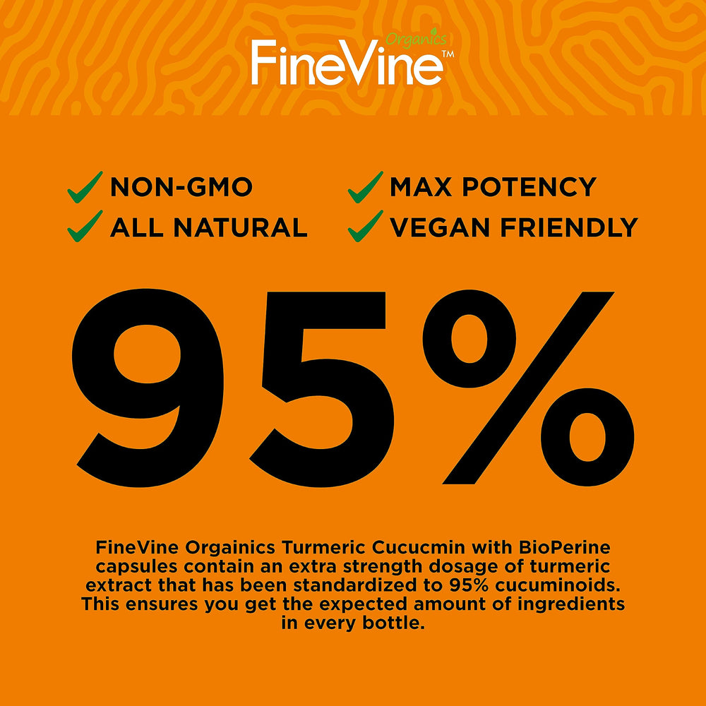 FineVine Organics cápsulas junto a un plato, sugiere toma con comida para absorción