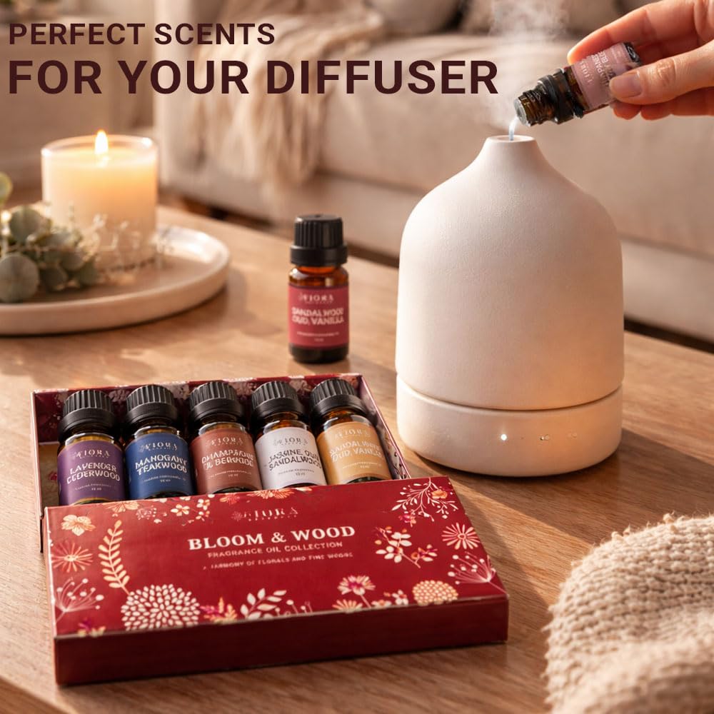 Fiora Naturals difusor operativo en sala generando ambiente acogedor