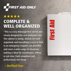 First Aid Only primeros auxilios mostrados, variedad de vendajes y gasas