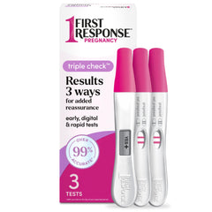FIRST RESPONSE empaque frontal mostrando kit y beneficios claros
