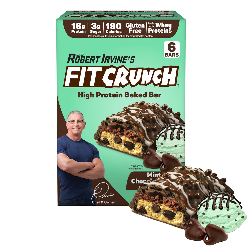Barras FITCRUNCH sabor menta con chispas de chocolate para merendar