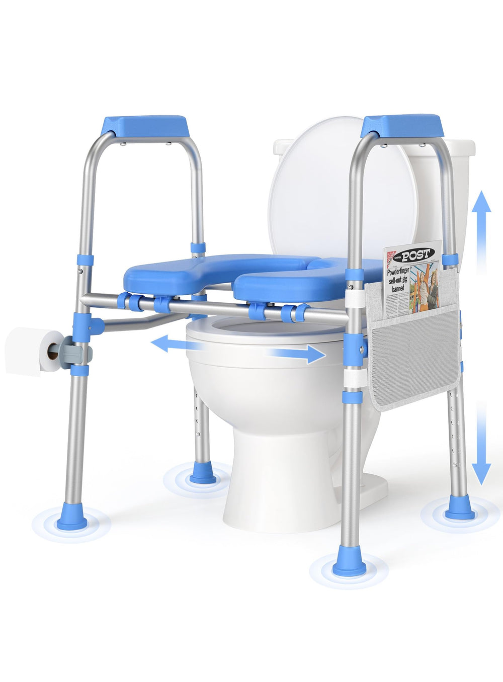 FITGOT elevador de inodoro frontal mostrando diseño estable y cómodo
