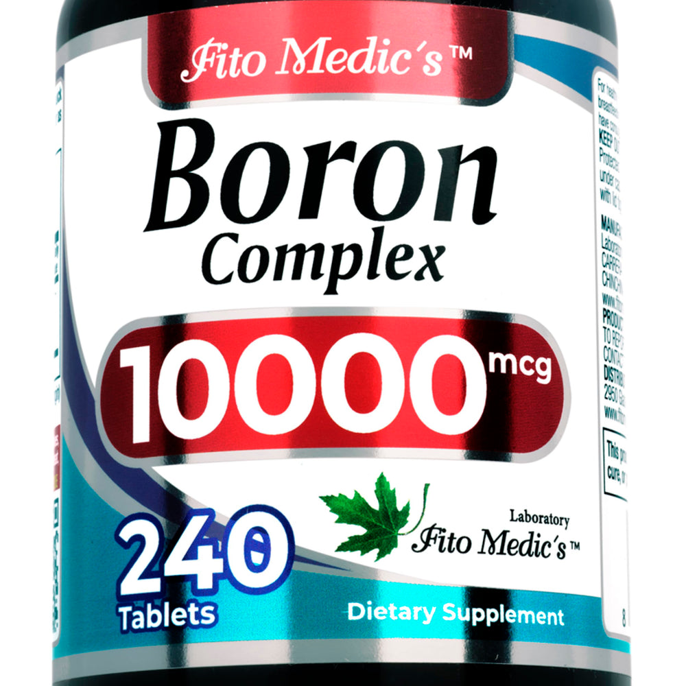 FITO MEDIC'S envase frontal de Boron 10 mg, presentación larga duración