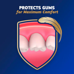 Etiqueta de Fixodent con lista de ingredientes simples y beneficio de menor irritación