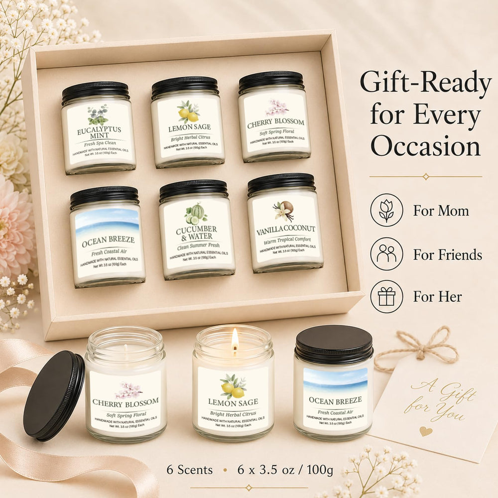 FKJOL vela Eucalyptus Mint en vidrio esmerilado, aroma fresco que revitaliza el espacio