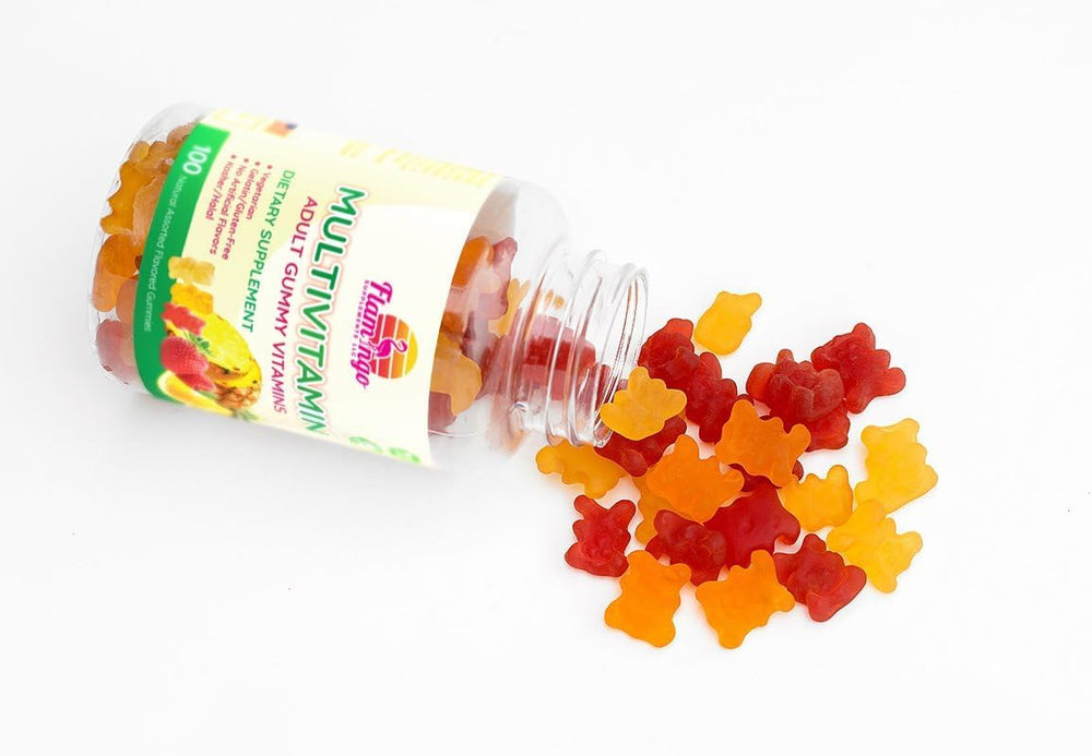Etiqueta Flamingo con lista de ingredientes y sellos kosher halal visibles