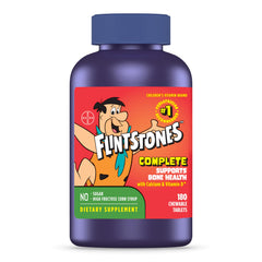 Flintstones frontal del empaque mostrando frasco y diseño llamativo para padres