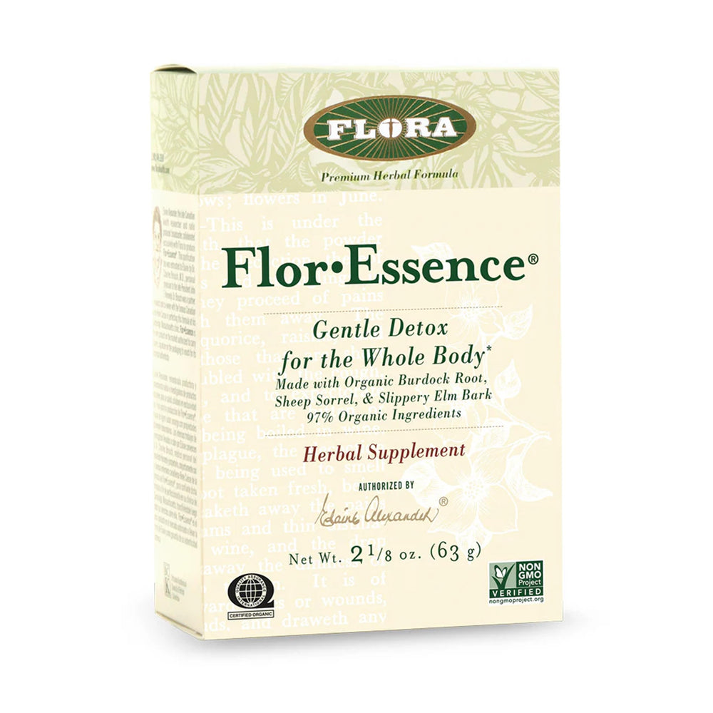 Flora FlorEssence frente del empaque mostrando diseño y tamaño