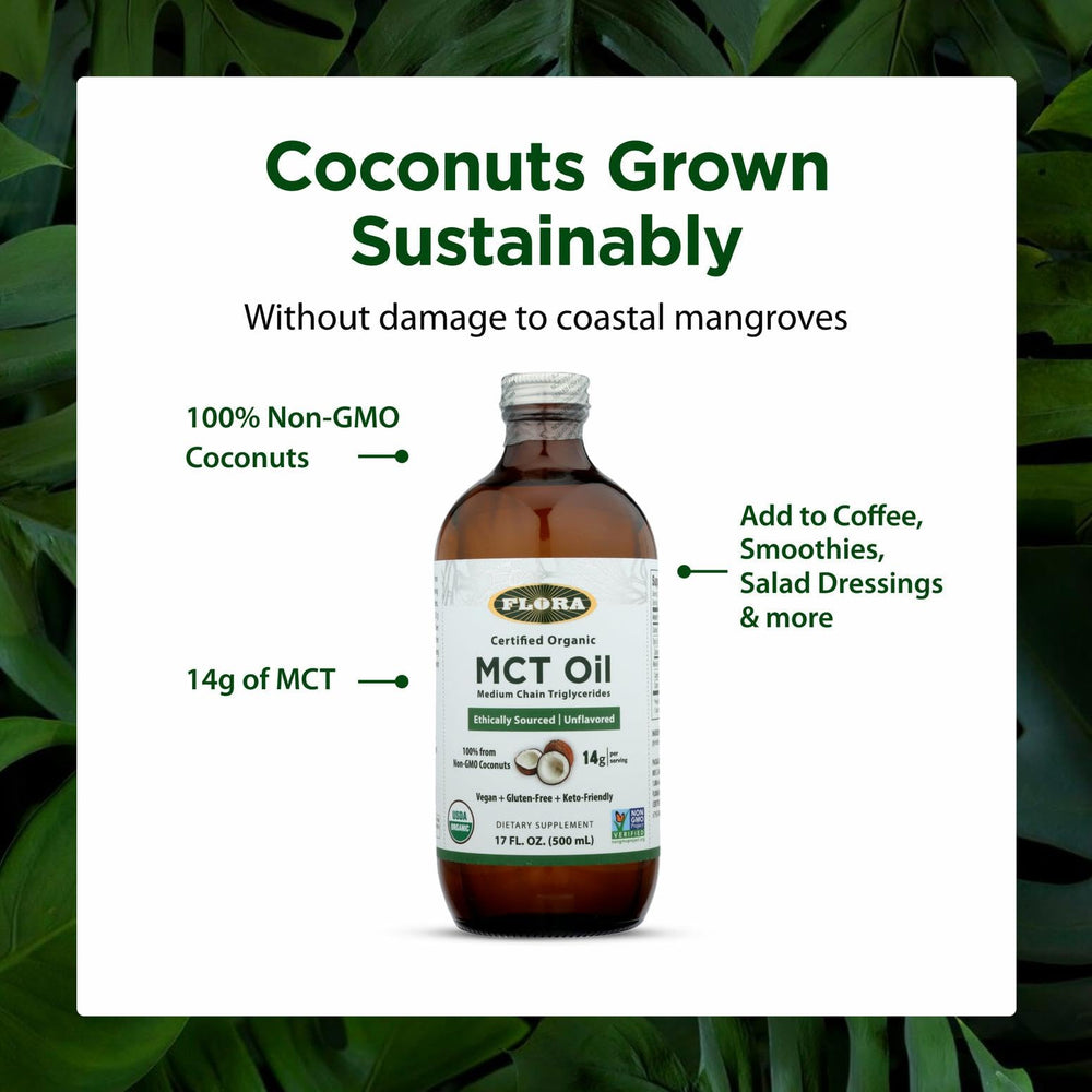 Flora MCT Oil, origen de coco: cultivo sostenible.