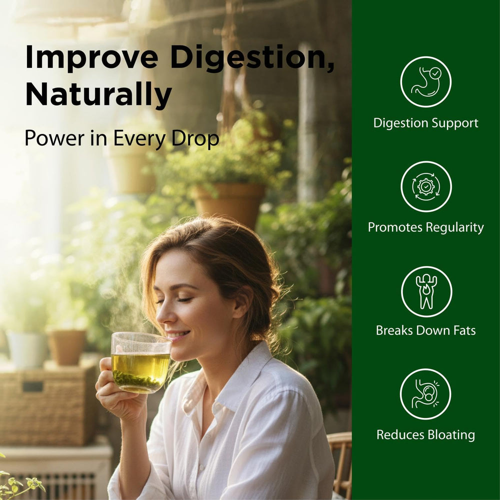 Flora Swedish Bitters ingredients close-up showing 11-herb blend for digestion.