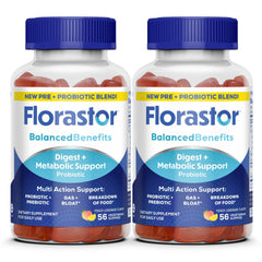 Florastor frente de empaque mostrando 112 gomitas y beneficios visibles