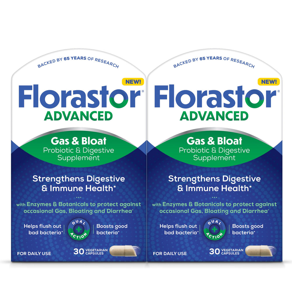 Florastor envase frontal mostrando diseño y beneficios para digestión