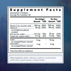Focus Vision Supplements representación de luteína y zeaxantina como ingredientes
