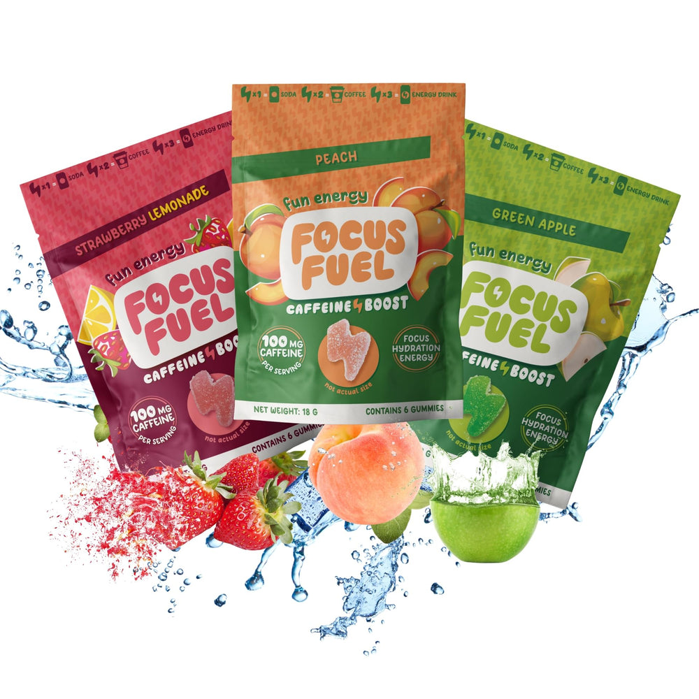 FocusFuel pack frontal mostrando diseño y sabores, conveniencia para probar