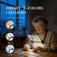Fooikos en uso leyendo un libro, luz LED que facilita ver texto pequeño
