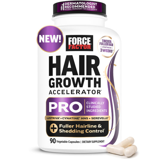 Force Factor envase frontal mostrando fórmula para cabello más denso