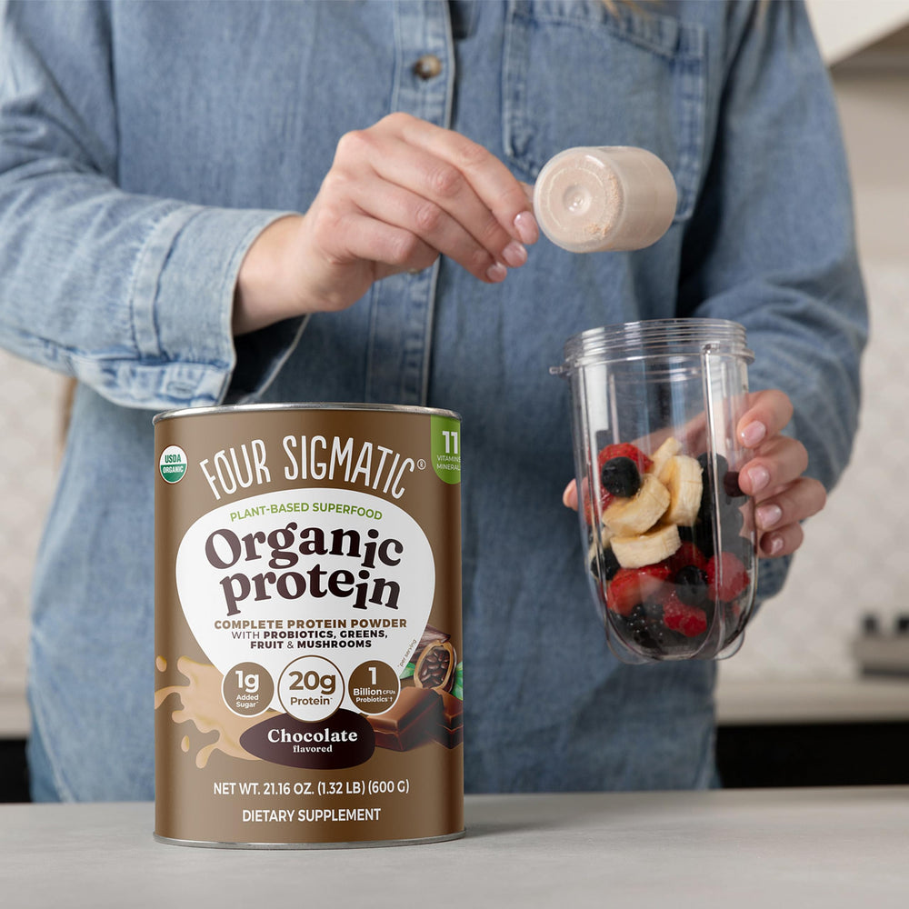 Batido vegano con Four Sigmatic listo para tomar energía funcional