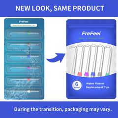FreFeel mano instalando punta en flosser ilustrando rapidez de reemplazo