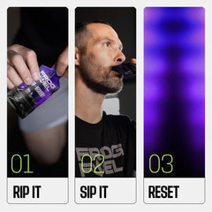 Frog Fuel reset sobre en mano para mostrar tamaño y portabilidad