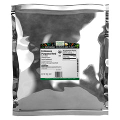 Frontier Co-op empaque frontal de Echinacea Purpurea orgánica mostrando información y beneficio de calidad