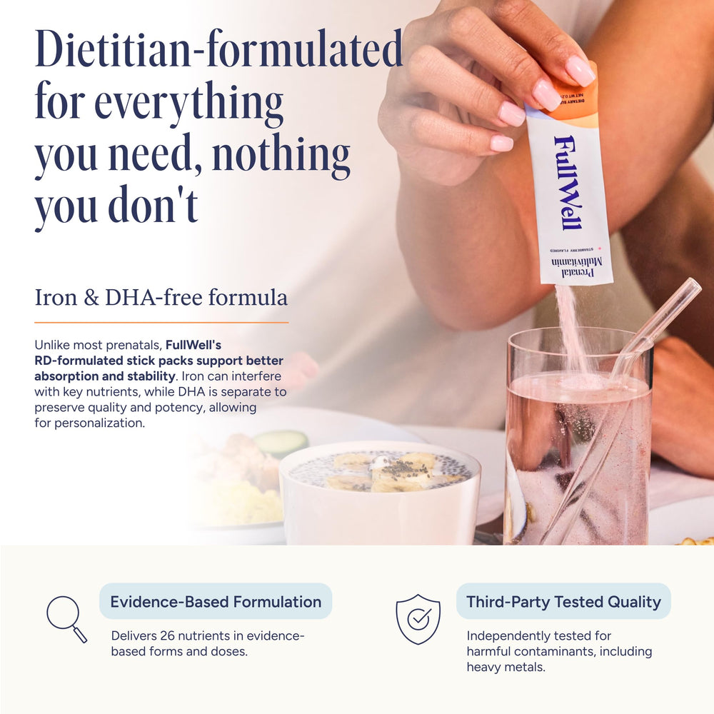 FullWell etiqueta de nutrientes con vitaminas clave destacadas