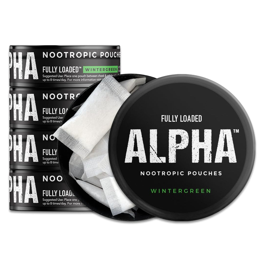 Fully Loaded Alpha lata frontal wintergreen mostrando diseño claro y beneficios