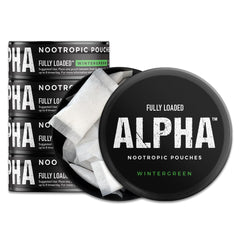 Fully Loaded Alpha lata frontal wintergreen mostrando diseño claro y beneficios