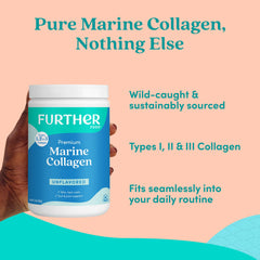 Vaso con batido y colágeno Further Food mientras se mezcla, aporte sin sabor