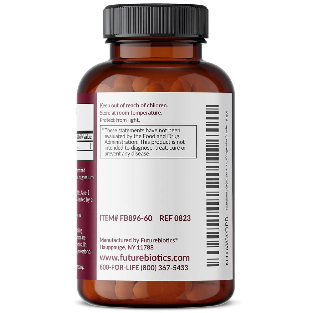 Sello de calidad y sin gluten de Futurebiotics CoQ10.