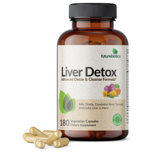Futurebiotics Liver Detox botella con dosis diaria para uso práctico