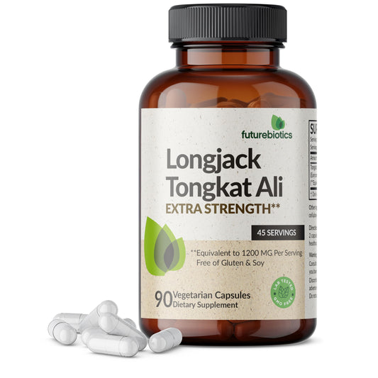 Futurebiotics Longjack Tongkat Ali envase frontal, fácil almacenamiento para uso diario