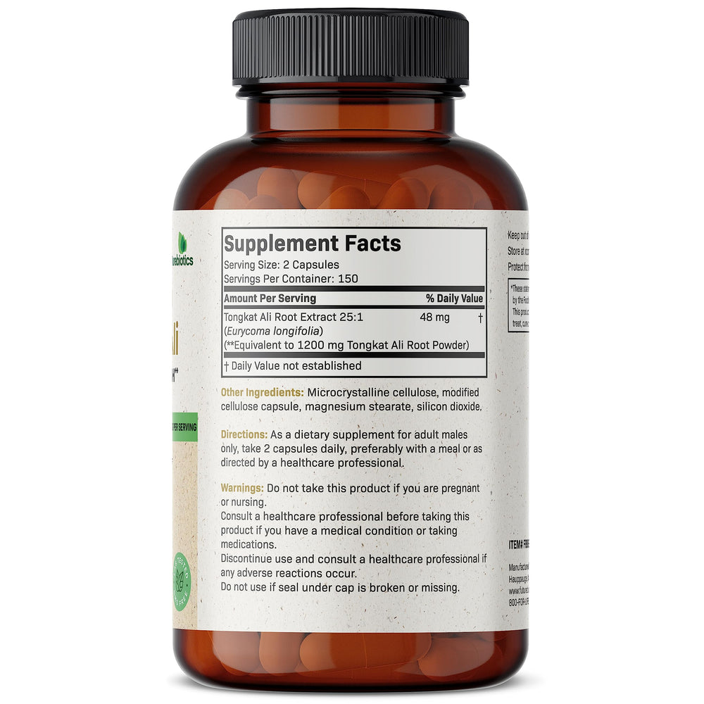 Futurebiotics Longjack Tongkat Ali: fórmula vegana para apoyo diario sin productos animales.