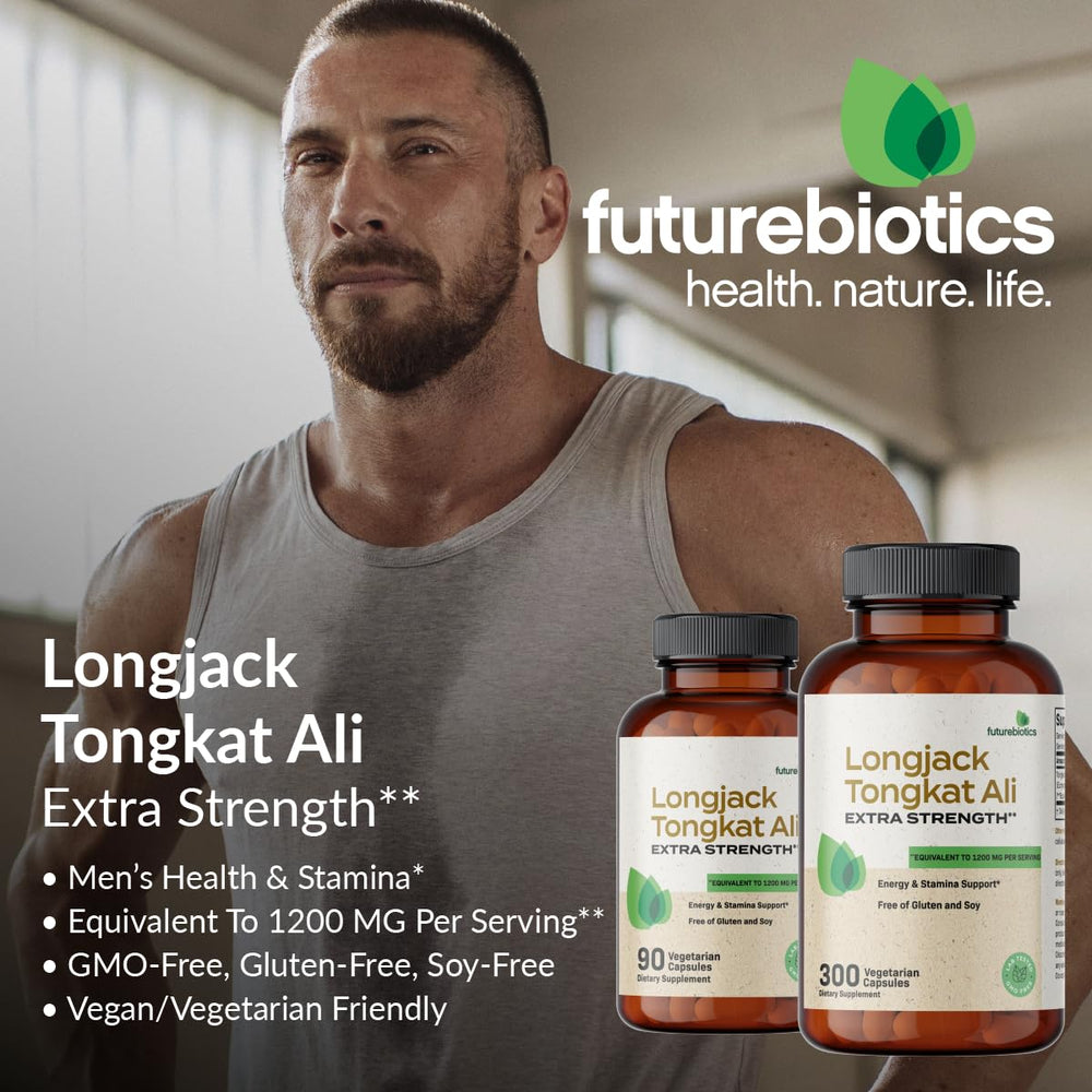 Futurebiotics Longjack Tongkat Ali: sin OGM, gluten y soja para mayor compatibilidad.