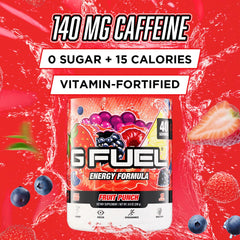 G Fuel polvo close-up que muestra textura fina y mezcla frutal