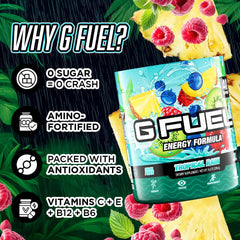 G Fuel tropical rain comparación de tamaño para visualizar porciones