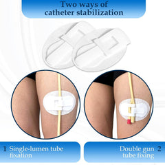Gadget Beyond catéter asegurado en pierna mostrando sujeción estable