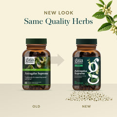 Gaia Herbs cápsulas sobre mesa listadas para consumo diario práctico