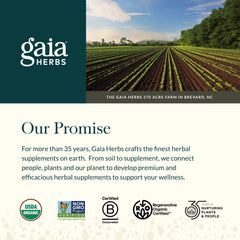Gaia Herbs suplemento en escenario activo resaltando apoyo a la energía