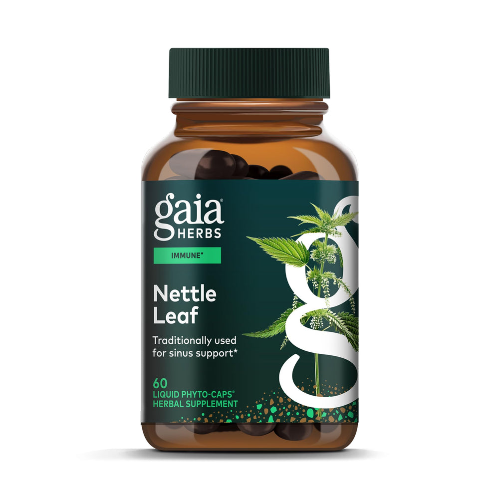 Gaia Herbs frente del envase mostrando etiqueta clara y beneficios