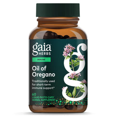 Gaia Herbs envase frontal mostrando cápsulas veganas y beneficios