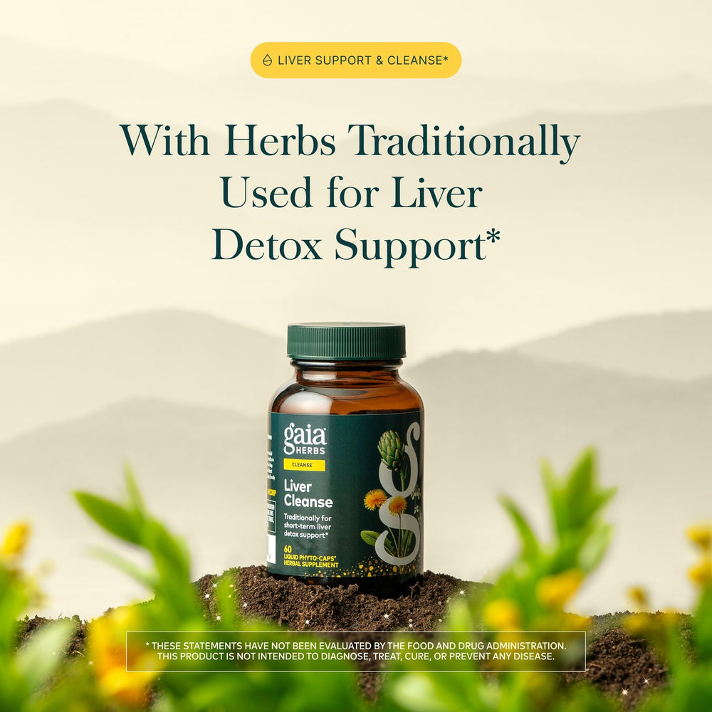 Gaia Herbs etiqueta con lista de ingredientes y garantía de calidad