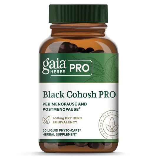 GAIA HERBS PRO black cohosh pro bottle showcasing herbal support for women's health