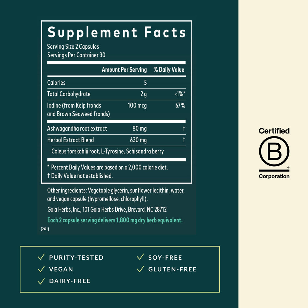 Gaia Herbs textura de extracto herbal con aspecto puro