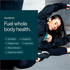 Gainful producto ambientado en gimnasio con botella, ideal para deportistas