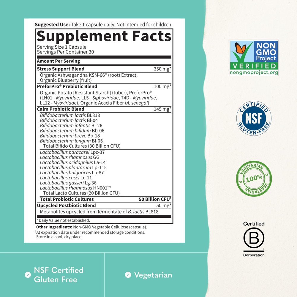 Garden of Life etiqueta de ingredientes que muestra 50B CFU y cepas listadas