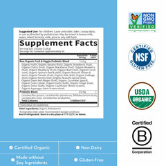 Garden of Life etiqueta con ingredientes orgánicos y certificaciones claras