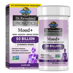 Garden of Life frasco frontal Mood+ mostrando envase y beneficio emocional