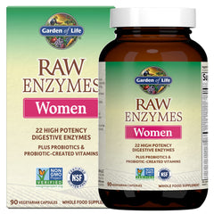 Garden of Life frasco frontal que muestra 90 cápsulas y la fórmula para mujeres