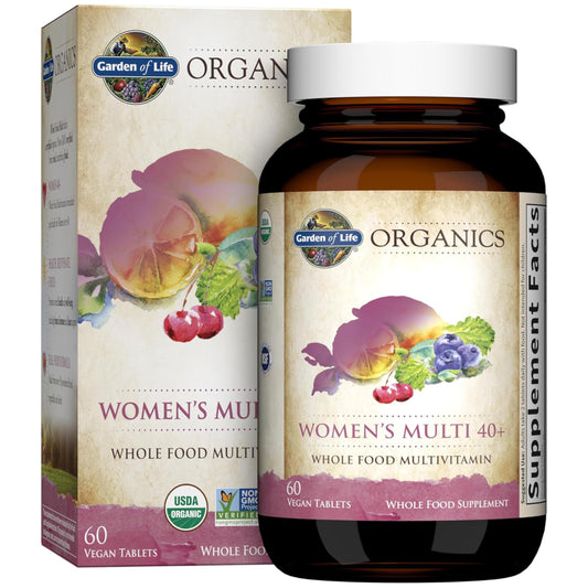 Garden of Life frasco frontal con diseño claro y beneficios visibles